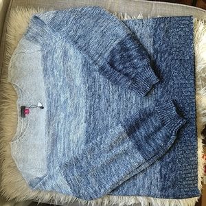 Vince Camuto Blue Boxy Fit Ombre Wool Blend Knit Sweater XL